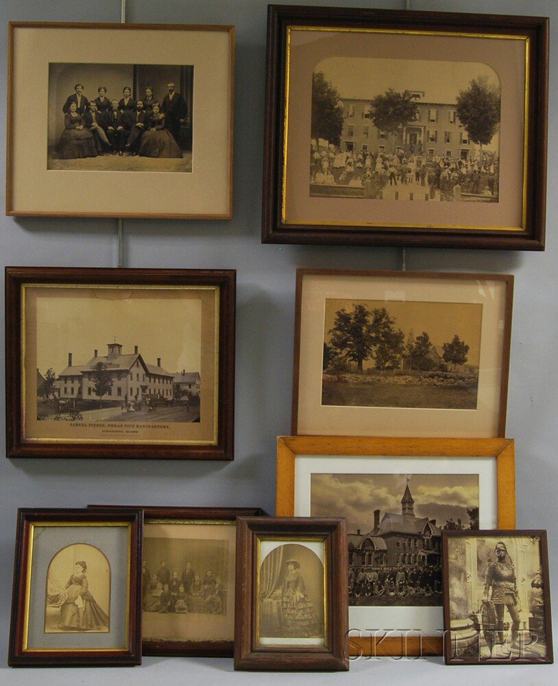 Appraisal: Nine Framed Antique and Vintage Photographs including family portraits a