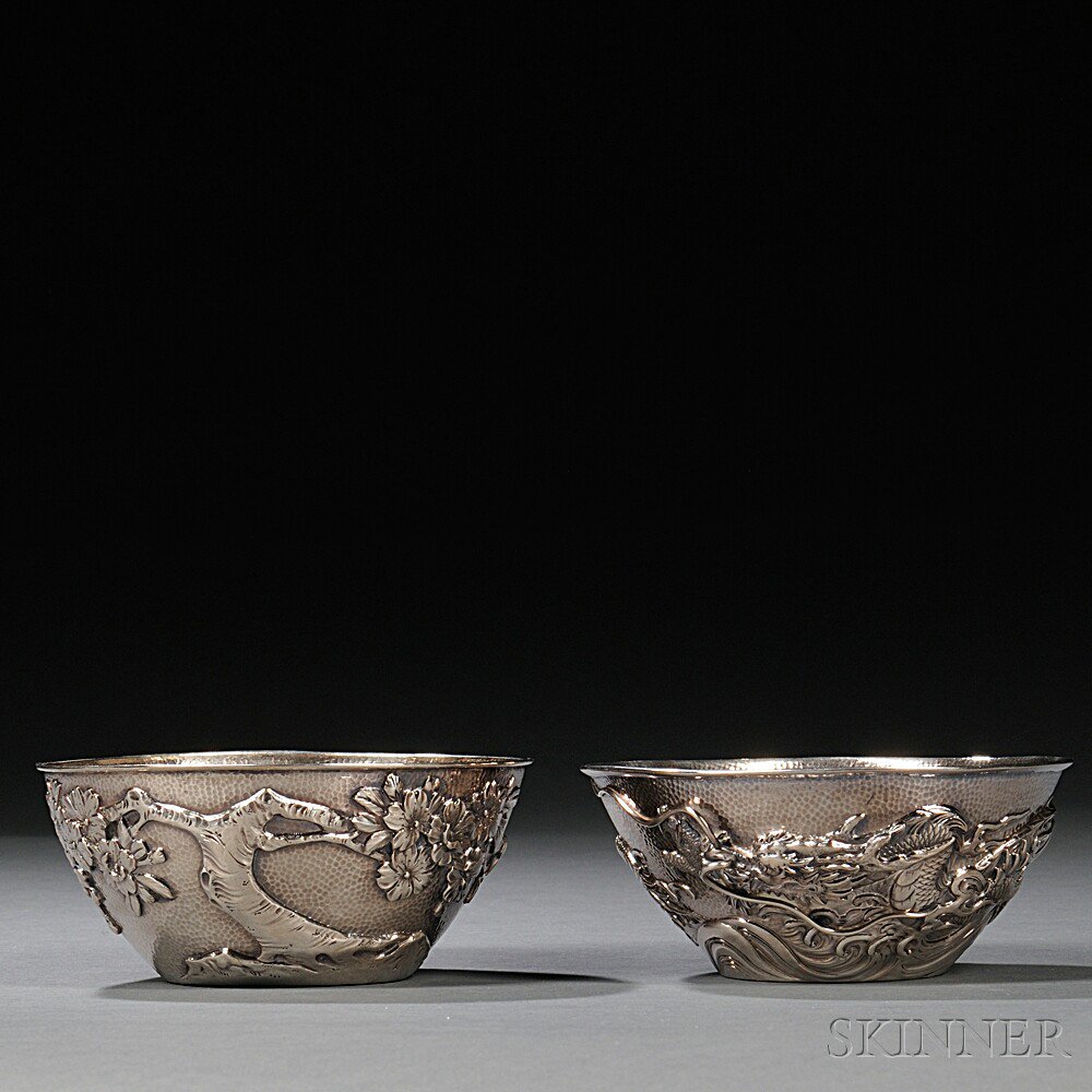 Appraisal: Two Japanese Silver Bowls late th early th century one