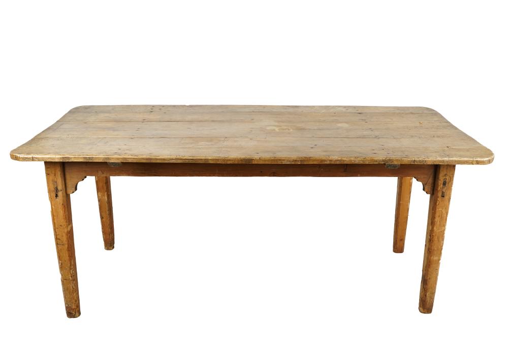 Appraisal: RUSTIC PINE WORK TABLEwith six-plank top Condition heavy wear and