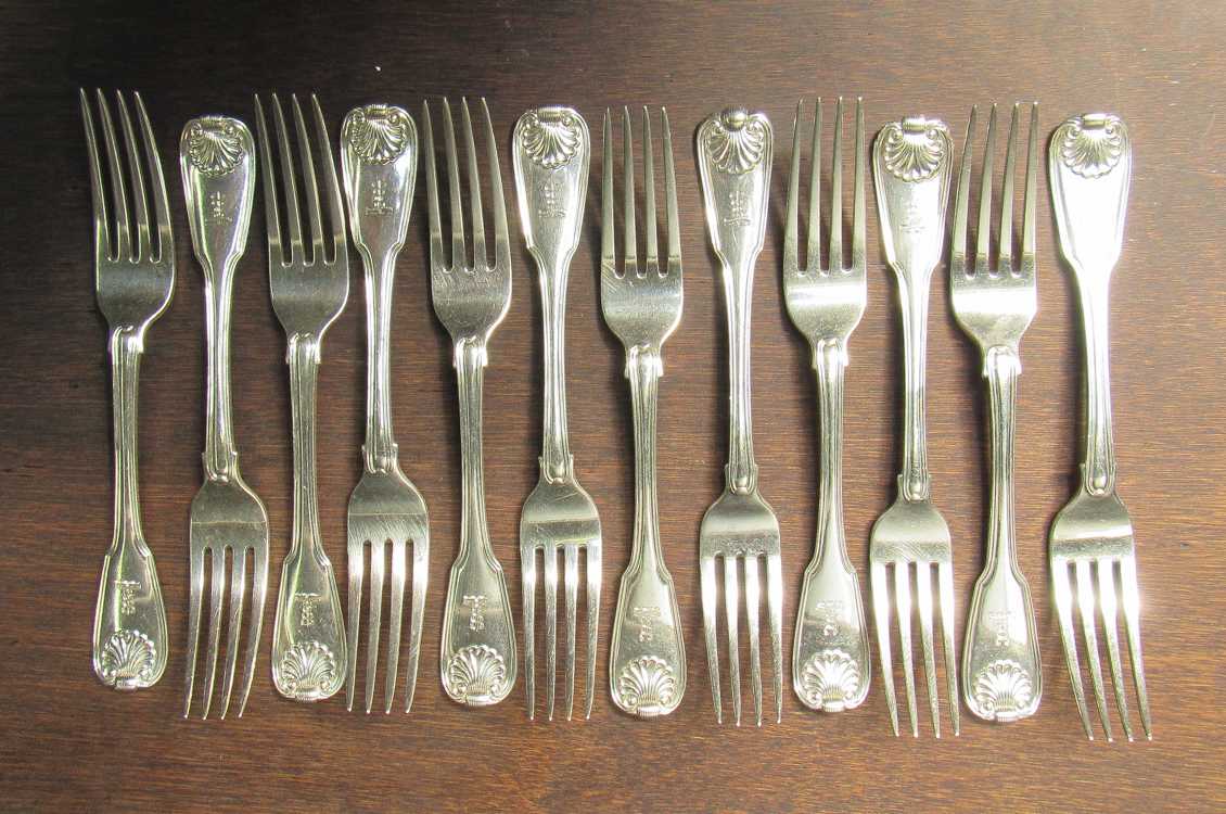 Appraisal: SET OF TWELVE KING GEORGE III STERLING SILVER FORKS hallmarked