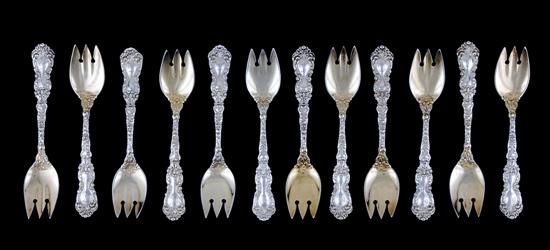 Appraisal: Gorham silver terrapin forks circa Imperial Chrysanthemum pattern each engraved