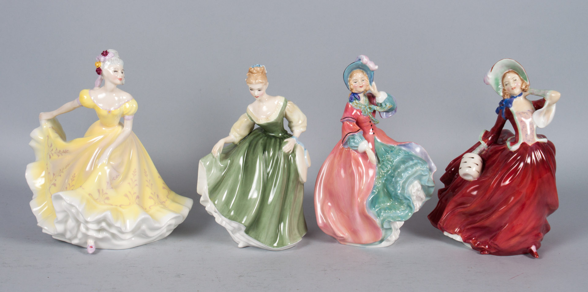 Appraisal: Four Royal Doulton china figures including Spring Morning HN Fair