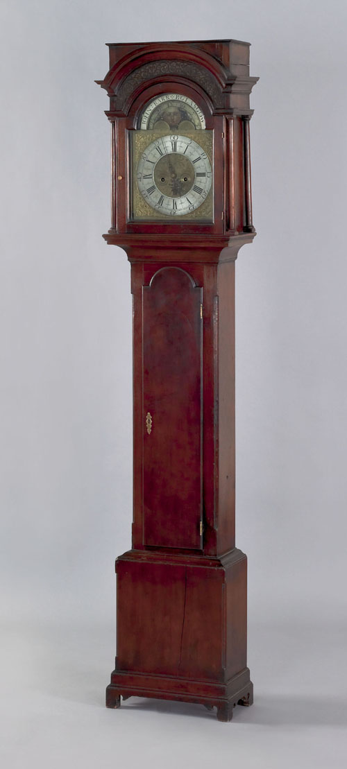 Appraisal: Pennsylvania Queen Anne walnut tall case clock ca the bonnet