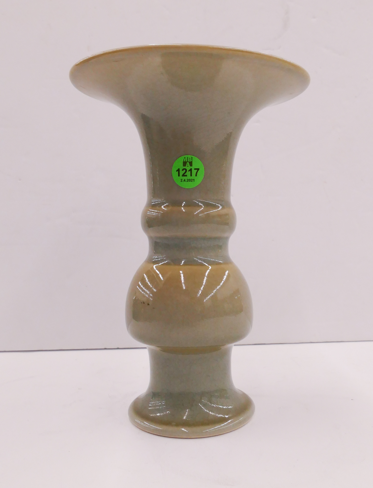 Appraisal: Chinese Celadon Glazed Beaker Vase- ''