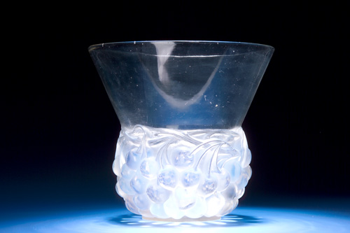 Appraisal: R LALIQUE Vase Cerises opalescent ca Stenciled R LALIQUE FRANCE