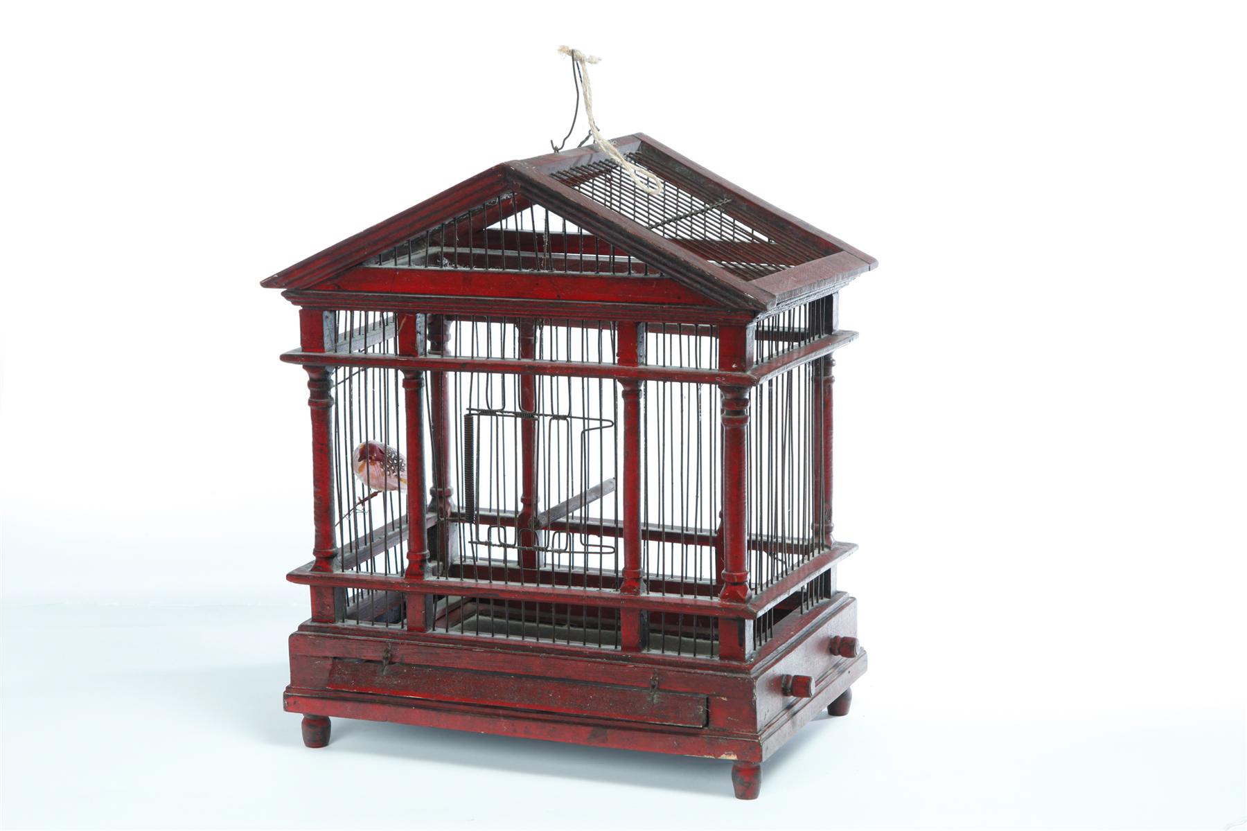 Appraisal: BIRDCAGE American nd half- th century Wooden classical architectural frame