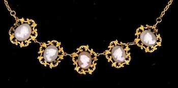 Appraisal: A Victorian Style Shell Cameo Necklace k yellow gold chain