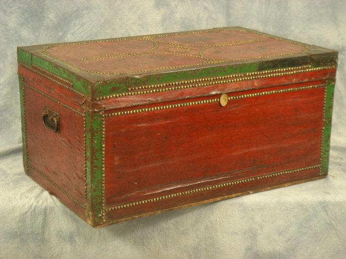 Appraisal: Leather and metal bound camphor wood Chinese export chest w