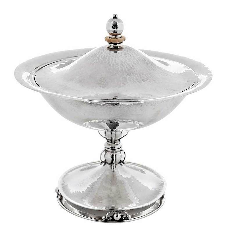 Appraisal: Gorham Sterling Covered Compote American early th century Jensen style