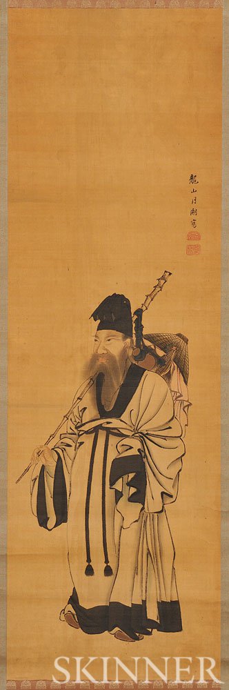 Appraisal: Hanging Scroll Depicting a Hermit Scholar Japan standing with a