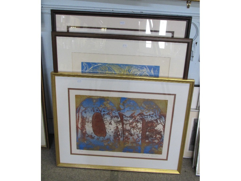 Appraisal: Lot comprising three contemporary American etchings in colours all signed