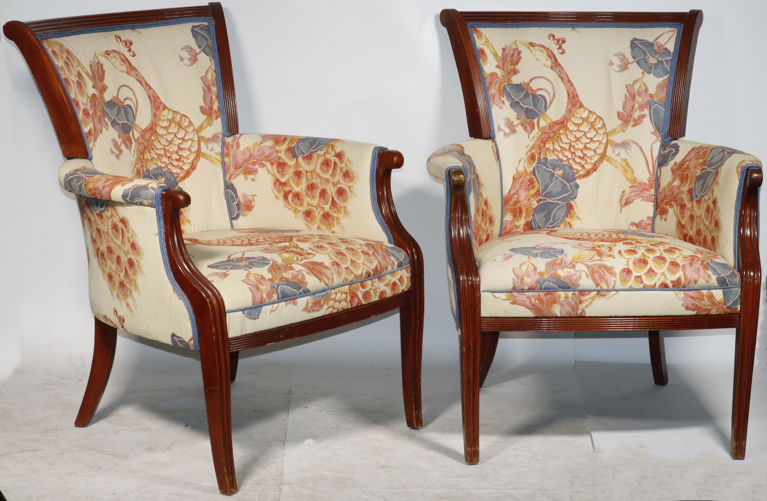 Appraisal: PR ARMCHAIRS Pair of s Era Wood Frame Armchairs with