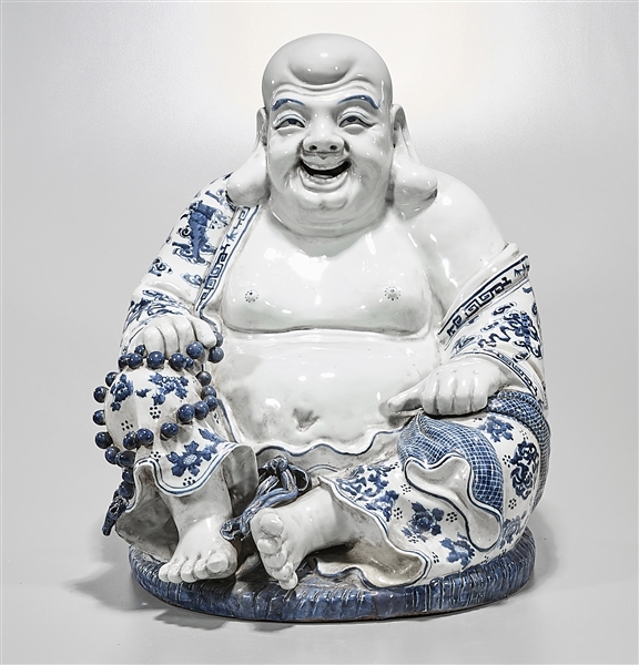 Appraisal: Chinese blue and white porcelain Budhai mark to base x