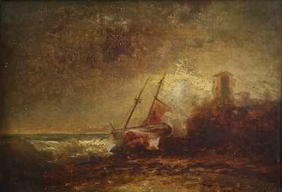 Appraisal: De Scott Evans American Ohio - Coastal Scene with Shipwreck