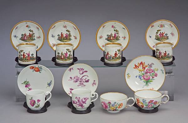 Appraisal: An assembled group of Meissen porcelain cups and saucers fourth