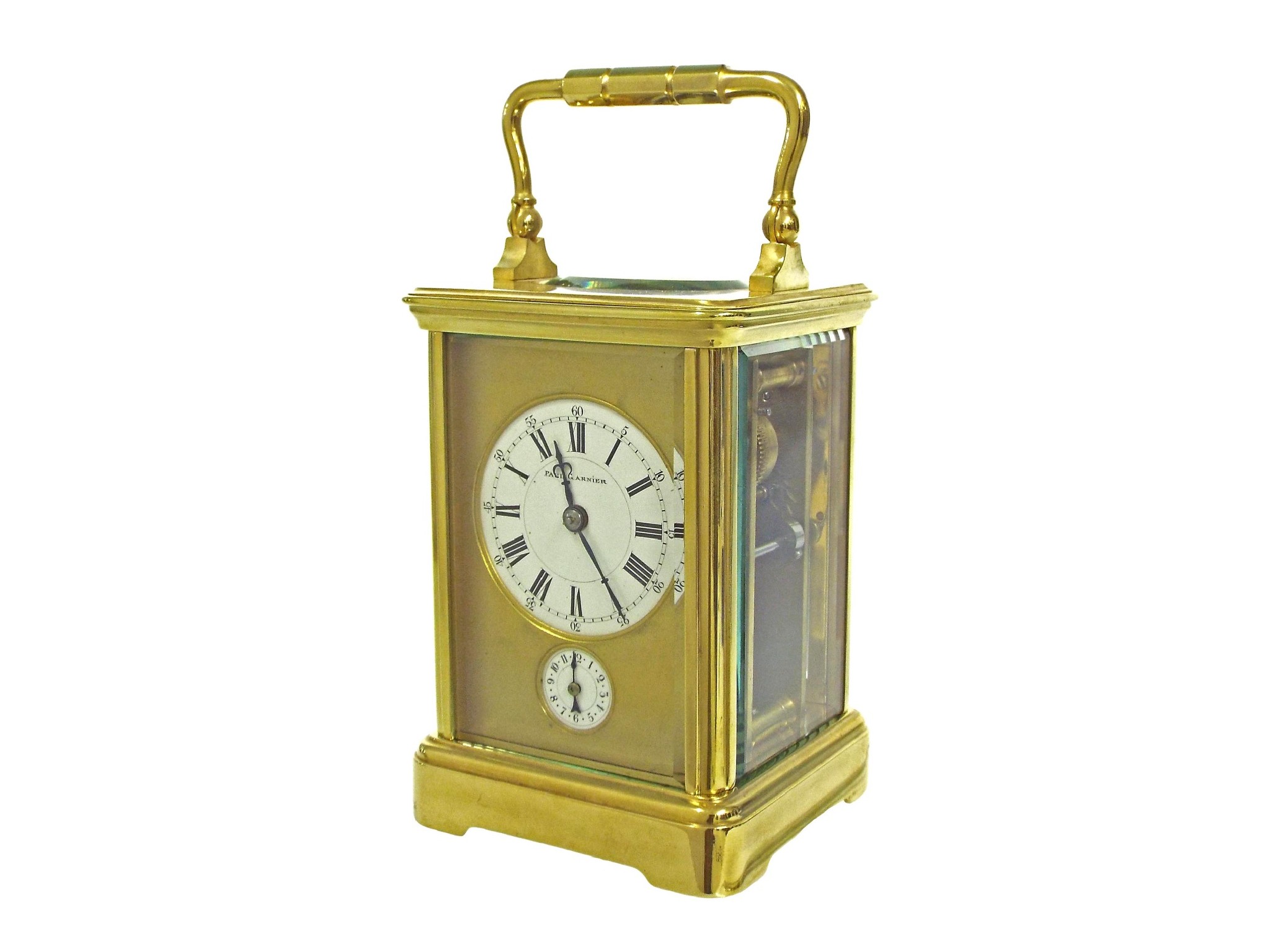 Appraisal: French carriage clock with alarm striking on a bell the