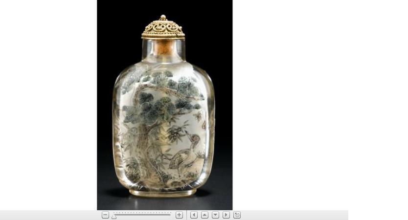 Appraisal: Chinese inside painted and carved crystal snuff bottle Dated