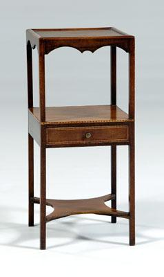 Appraisal: Hepplewhite inlaid kettle stand mahogany kettle or wash stand drawer