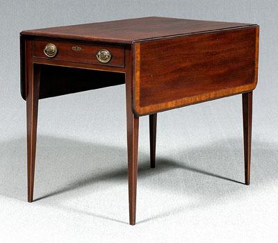 Appraisal: Hepplewhite inlaid Pembroke table satinwood banded figured mahogany top and