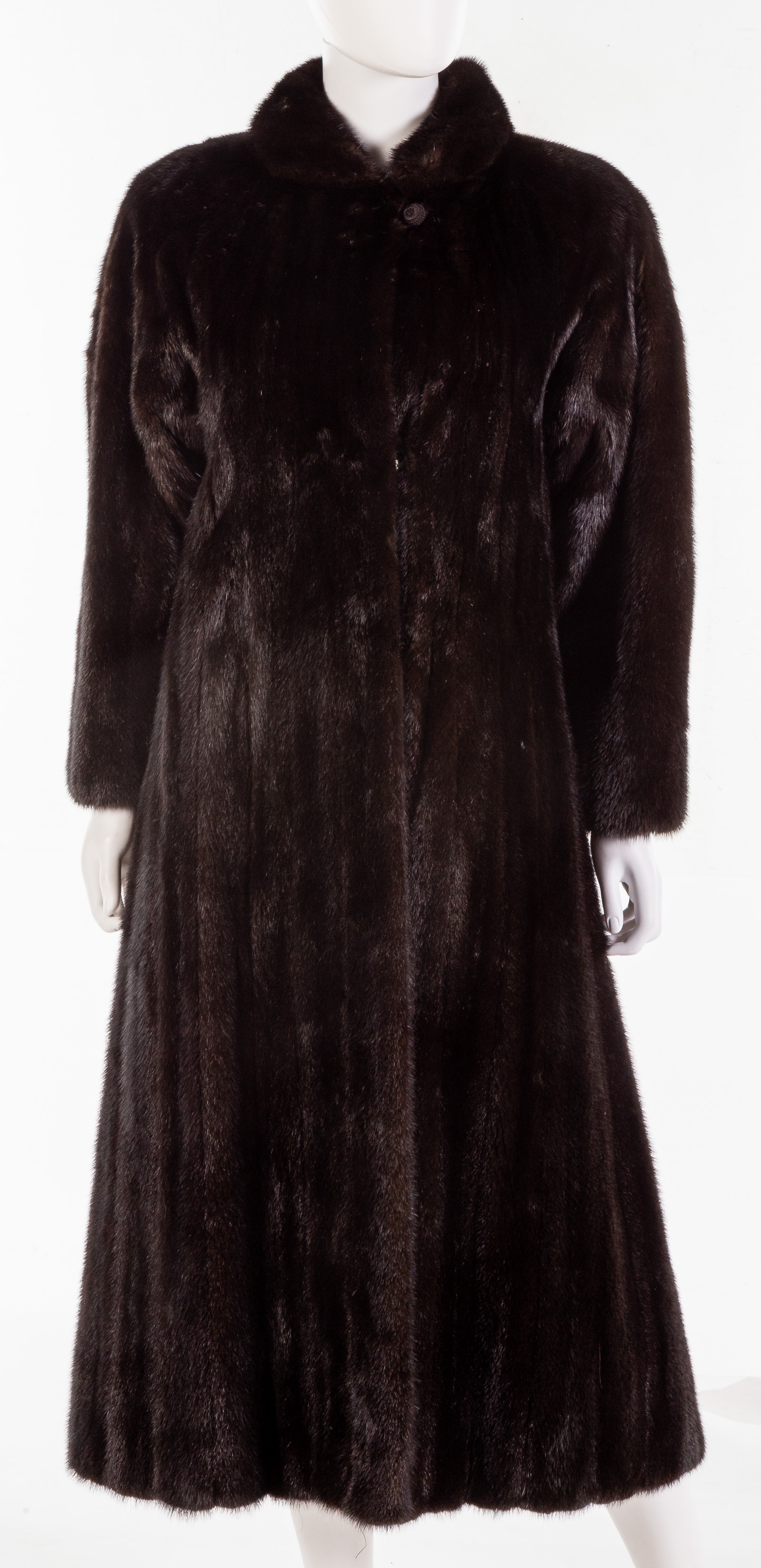 Appraisal: FULL LENGTH DARK BROWN MINK FUR COAT shoulders in chest