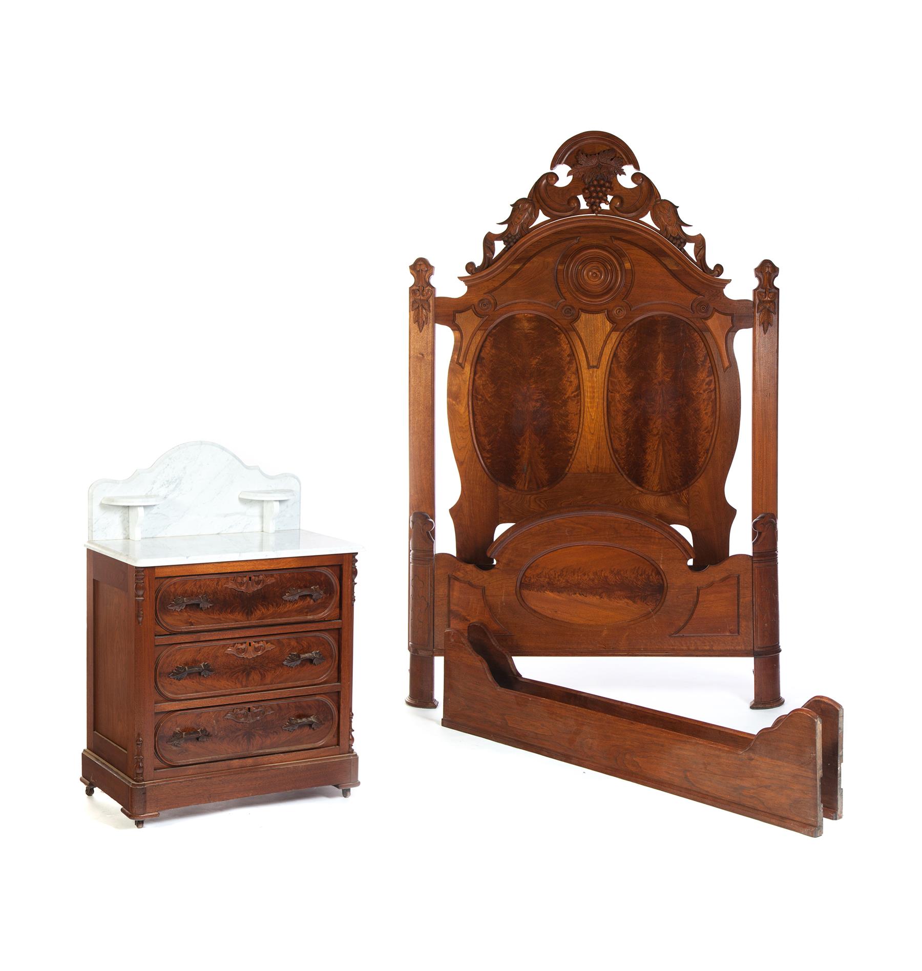 Appraisal: TWO-PIECE VICTORIAN BEDROOM SET American rd quarter- th century walnut