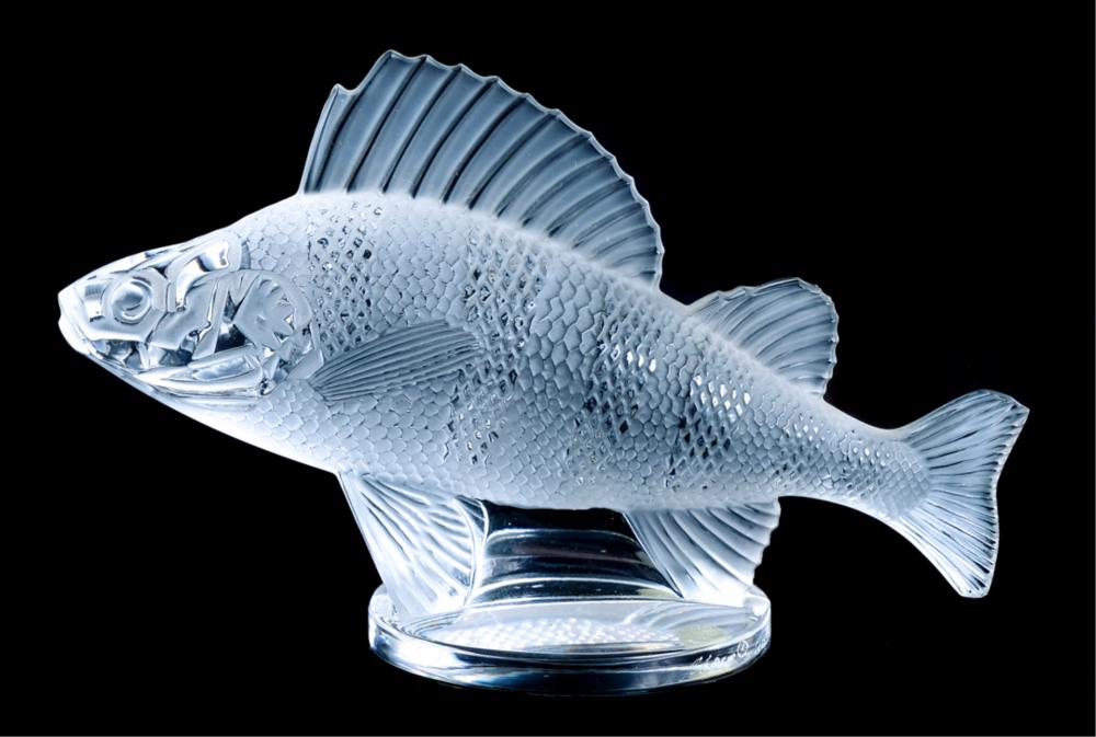 Appraisal: LALIQUE CRYSTAL PERCH PAPERWEIGHT FISH CAR MASCOTLalique Crystal Perch Fish