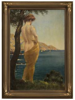 Appraisal: Ferdinand Schmoll Semi-nude woman by the shore signed and dated