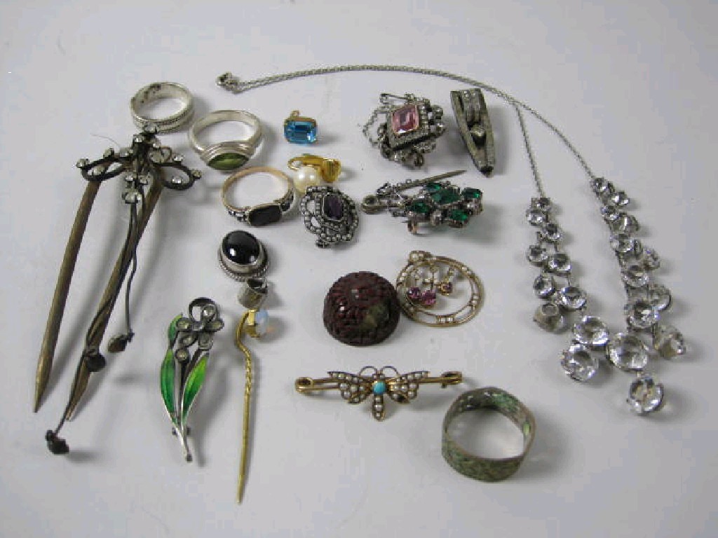 Appraisal: A collection of Costume Jewellery including paste Brooches crystal Necklace