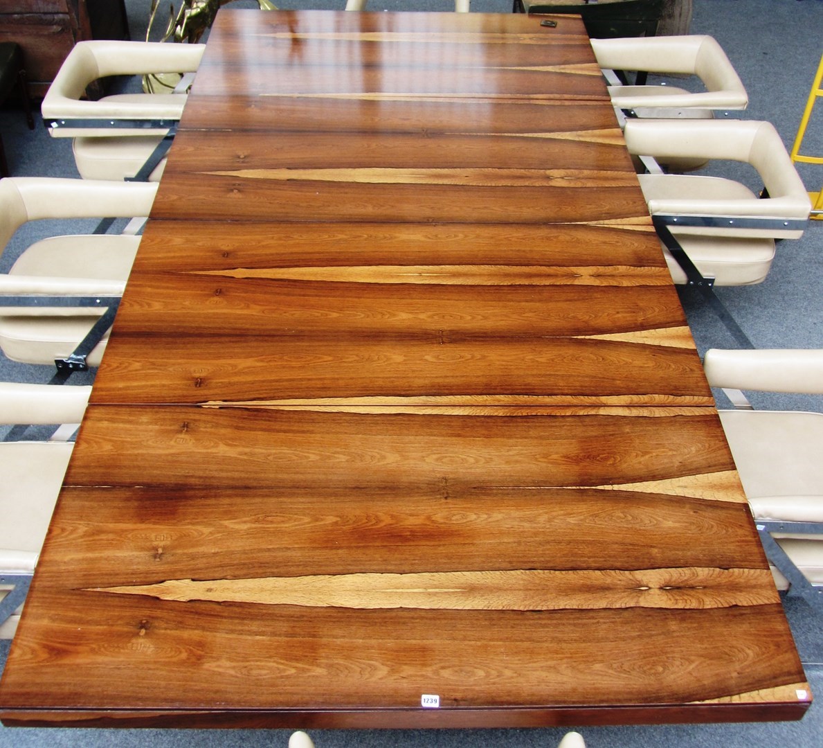 Appraisal: A large th century hardwood boardroom table on a pair