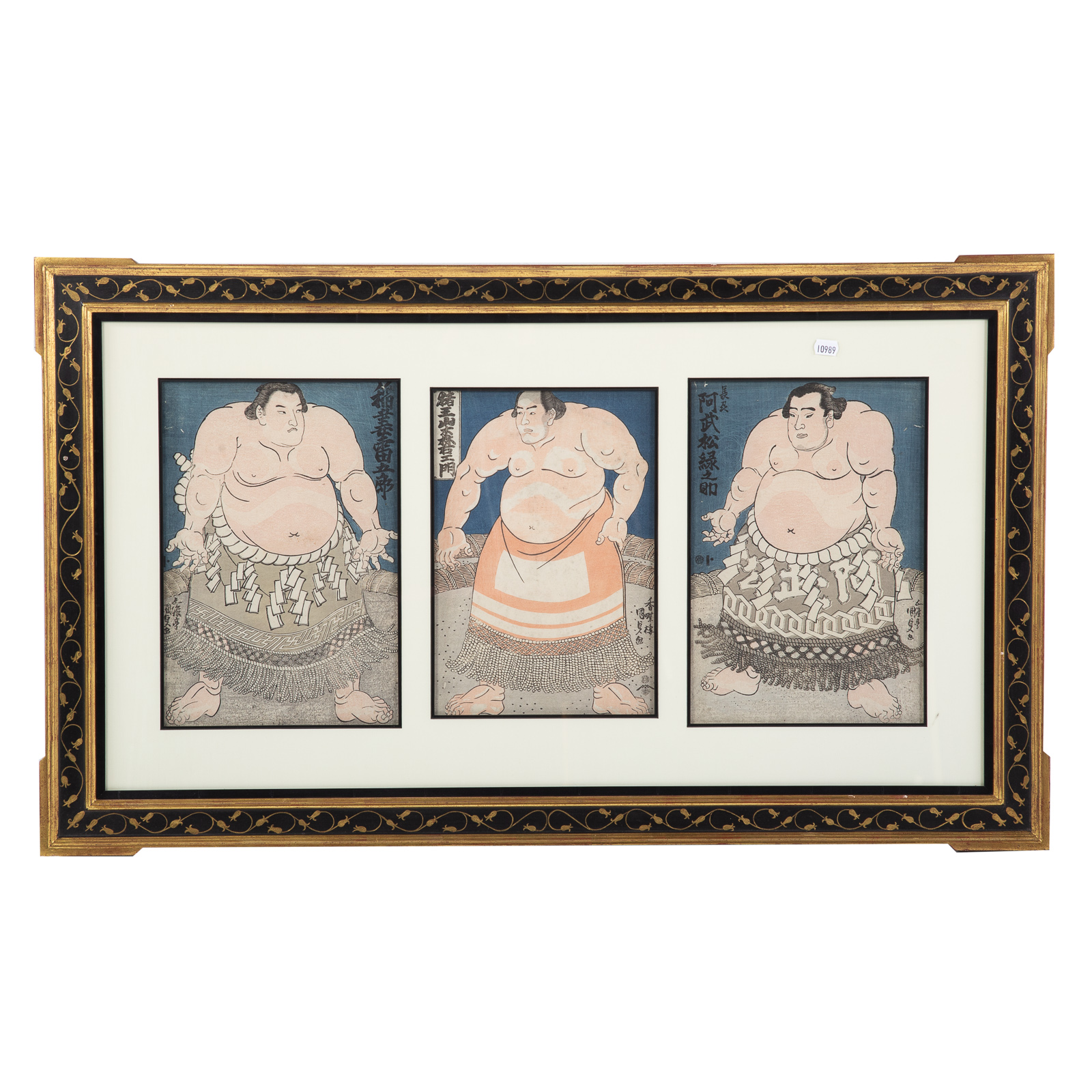 Appraisal: KUNISADA I THREE SUMO COLOR WOODBLOCKS Japanese - Color woodblock