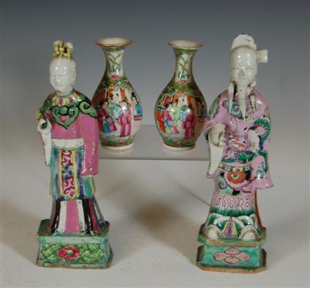 Appraisal: Two th century and later Chinese pottery figures each decorated