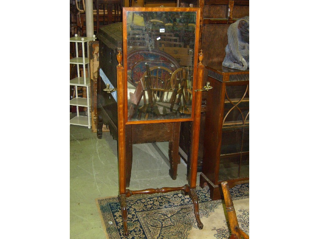 Appraisal: A Regency mahogany cheval glass with rising mirror panel with