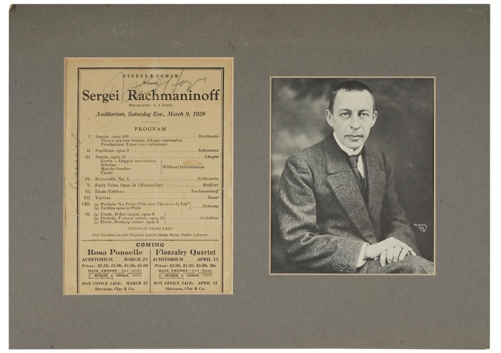 Appraisal: SERGEI RACHMANINOFF AUTOGRAPHED PROGRAMthe program dated March together with a