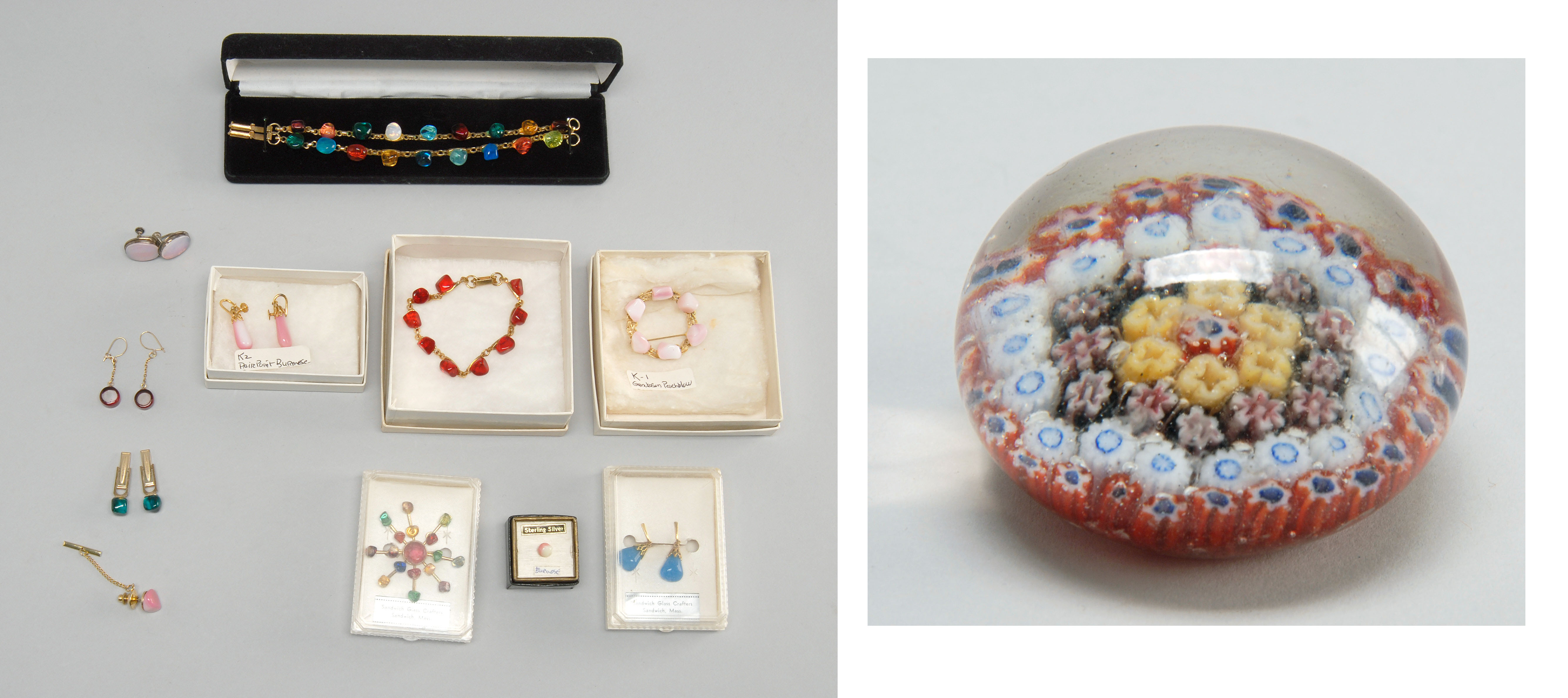 Appraisal: COLLECTION OF SANDWICH GLASS JEWELRY made by the North Family