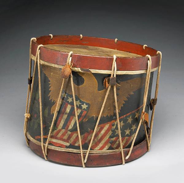 Appraisal: An American paint decorated wood drum painted by C L