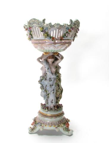 Appraisal: Dresden figural compote figural base depicting three demi-nude women supported