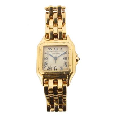 Appraisal: Cartier A ladies gold Santos wristwatch The signed square dial