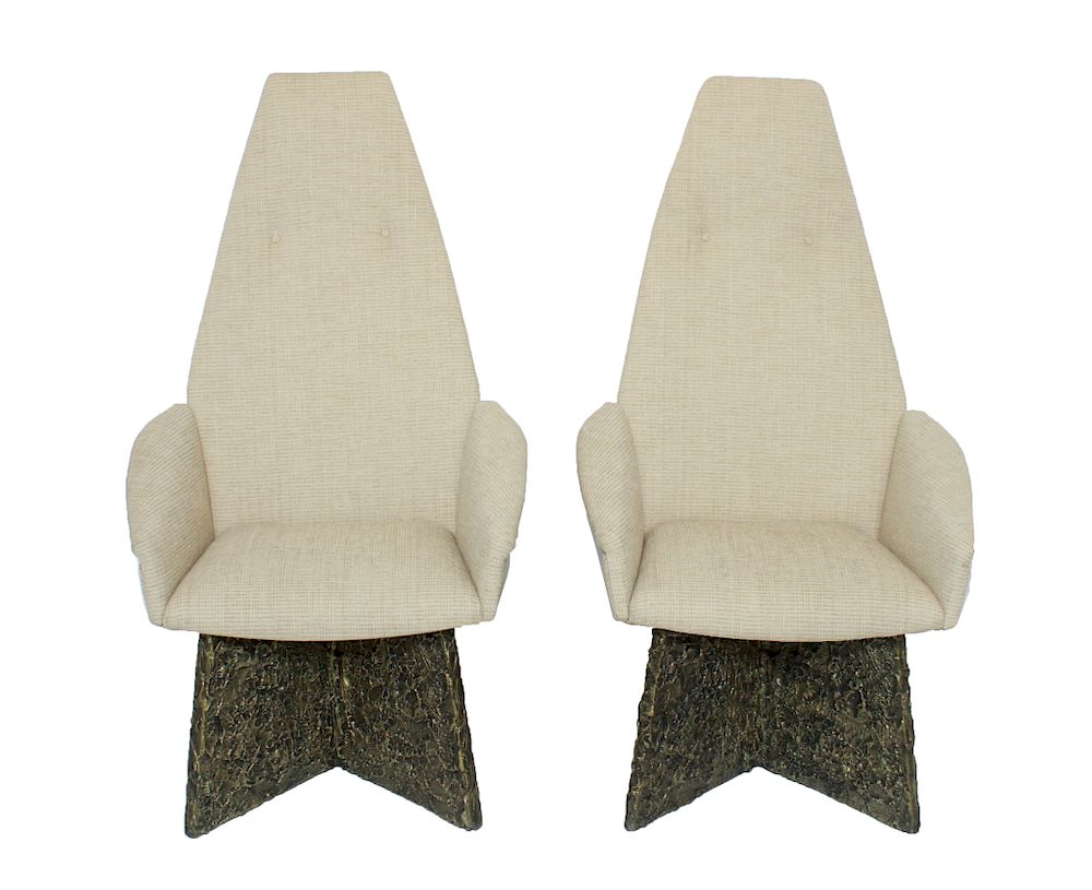 Appraisal: Adrian Pearsall Chairs w Paul Evans Style Bases Pr Pair