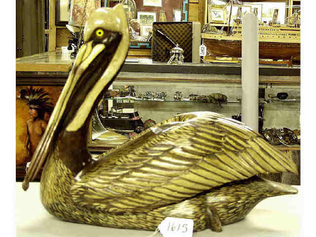 Appraisal: Actual sized hand carved and painted wooden California Brown pelican