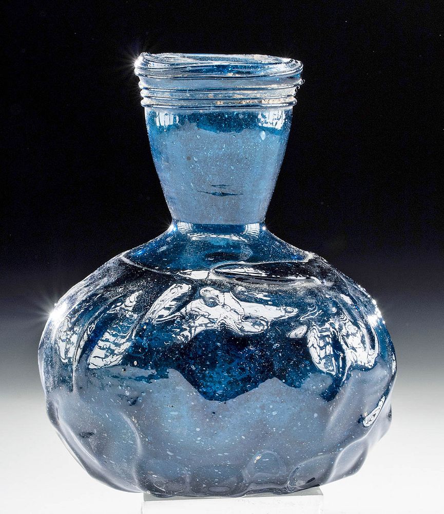 Appraisal: Islamic Glass Bottle - Cobalt Blue w Gorgeous Pattern Originally