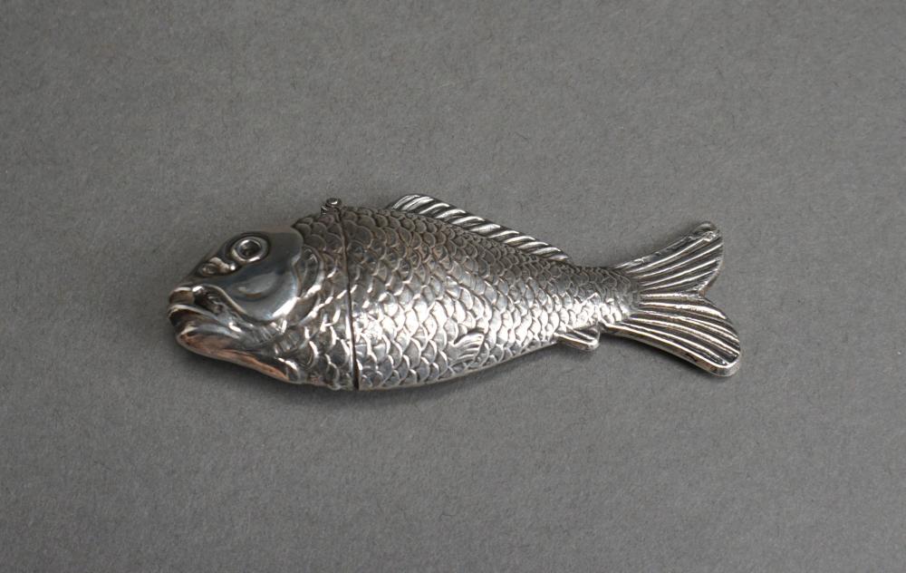 Appraisal: Spanish -Silver Fish-Form Spice Box ozt