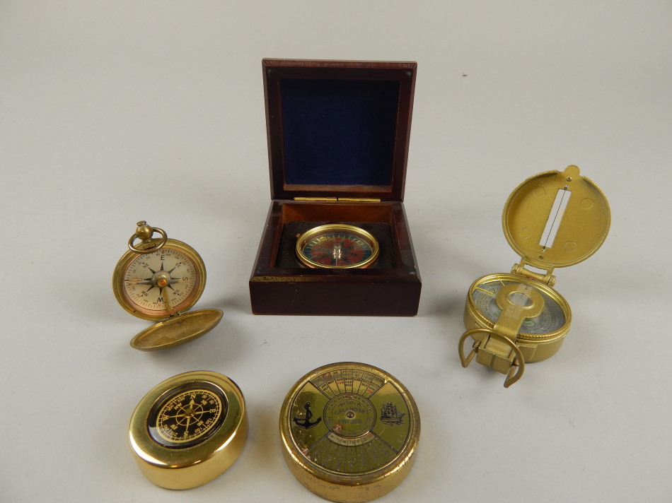 Appraisal: A brass cased - calendar cm diameter a directional compass