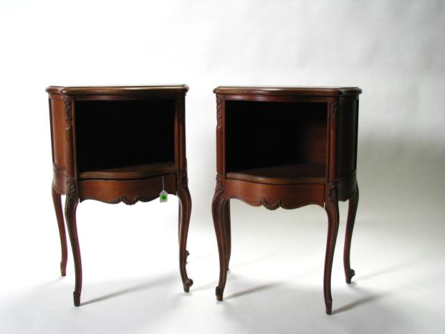 Appraisal: Pair of French period style night tables circa 's walnut