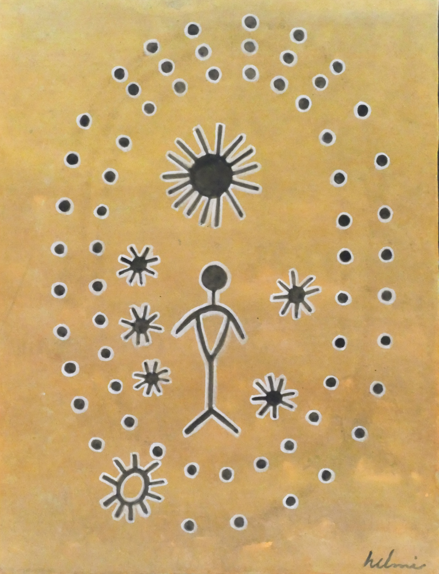 Appraisal: Helmi Juvonen - Washington ''Petroglyph'' Tempera on Paper ''x ''