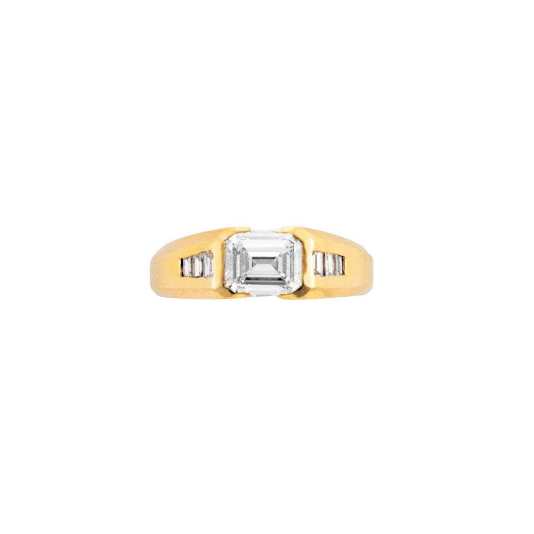 Appraisal: Gold and Diamond Ring Bulgari kt one emerald-cut diamond ap