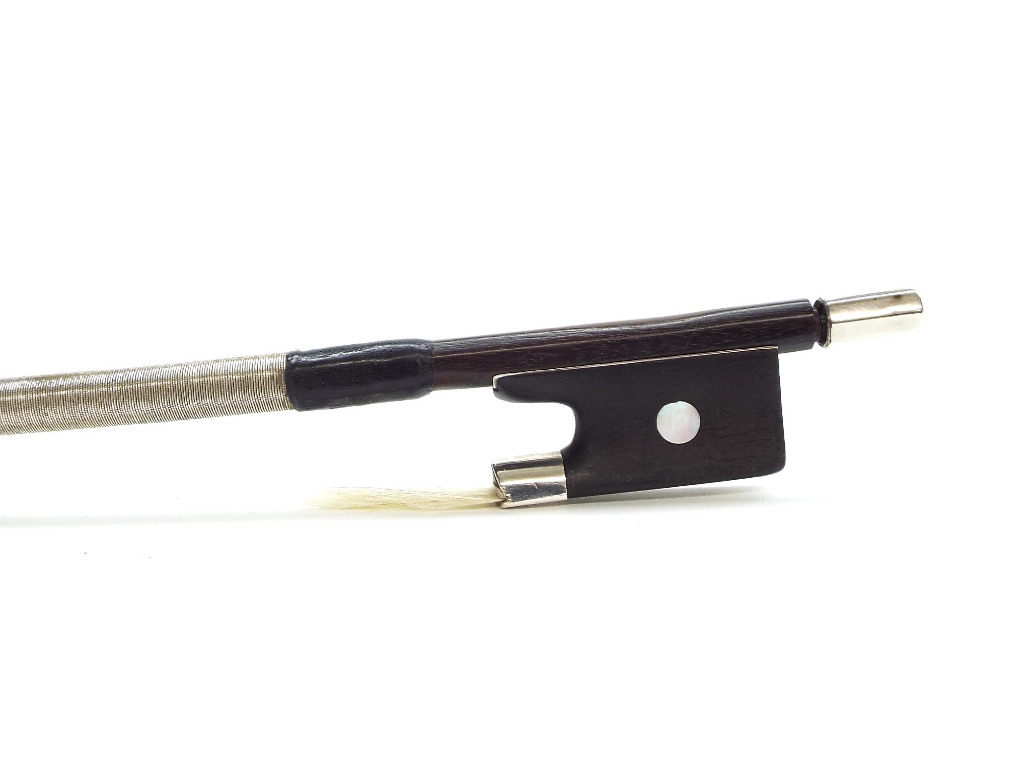 Appraisal: English silver mounted violin bow by and stamped Jas Tubbs