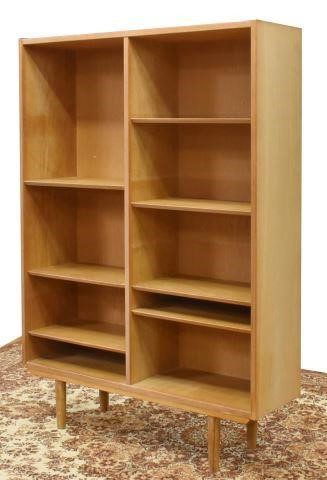 Appraisal: Danish mid-century modern oak bookcase Hundevad Co c s fitted