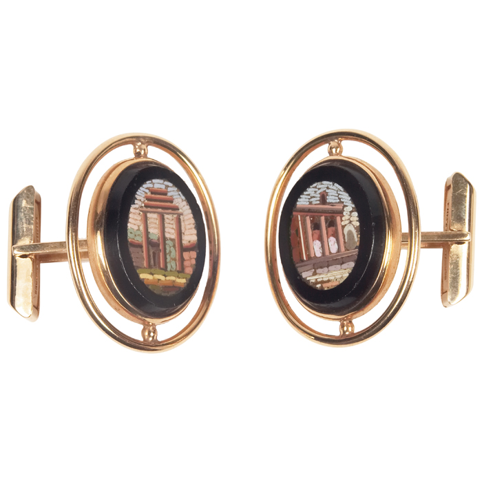 Appraisal: Michaud micro mosaic cuff links K each stamped MICHAUD K''