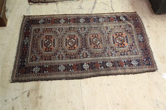 Appraisal: ORIENTAL MAT With geometric decoration and floral border in blues