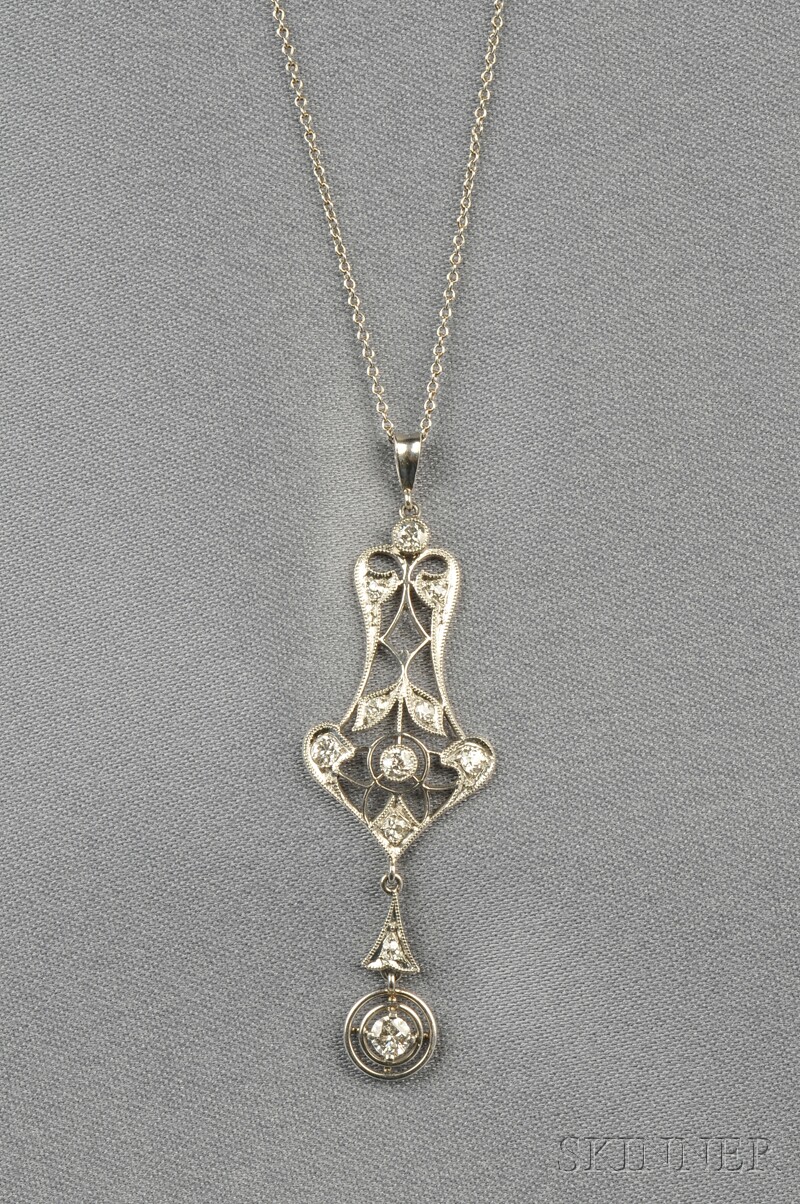 Appraisal: Platinum and Diamond Pendant set with old European- and single-cut